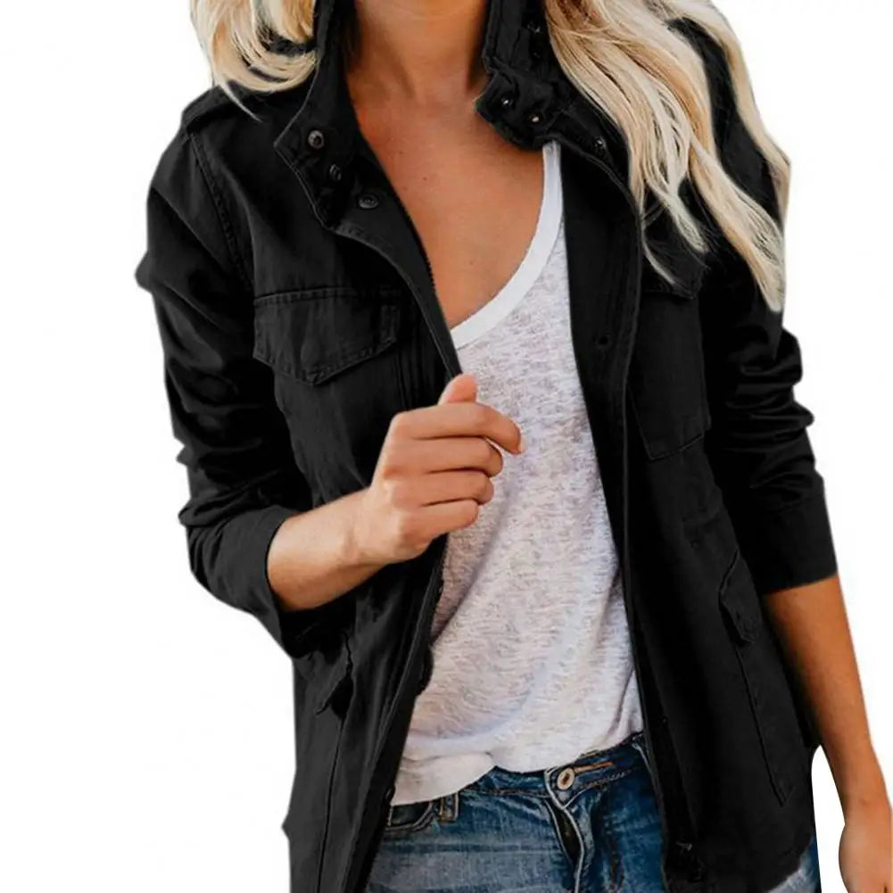 Veste style militaire femme kaki multi-poches cintrée