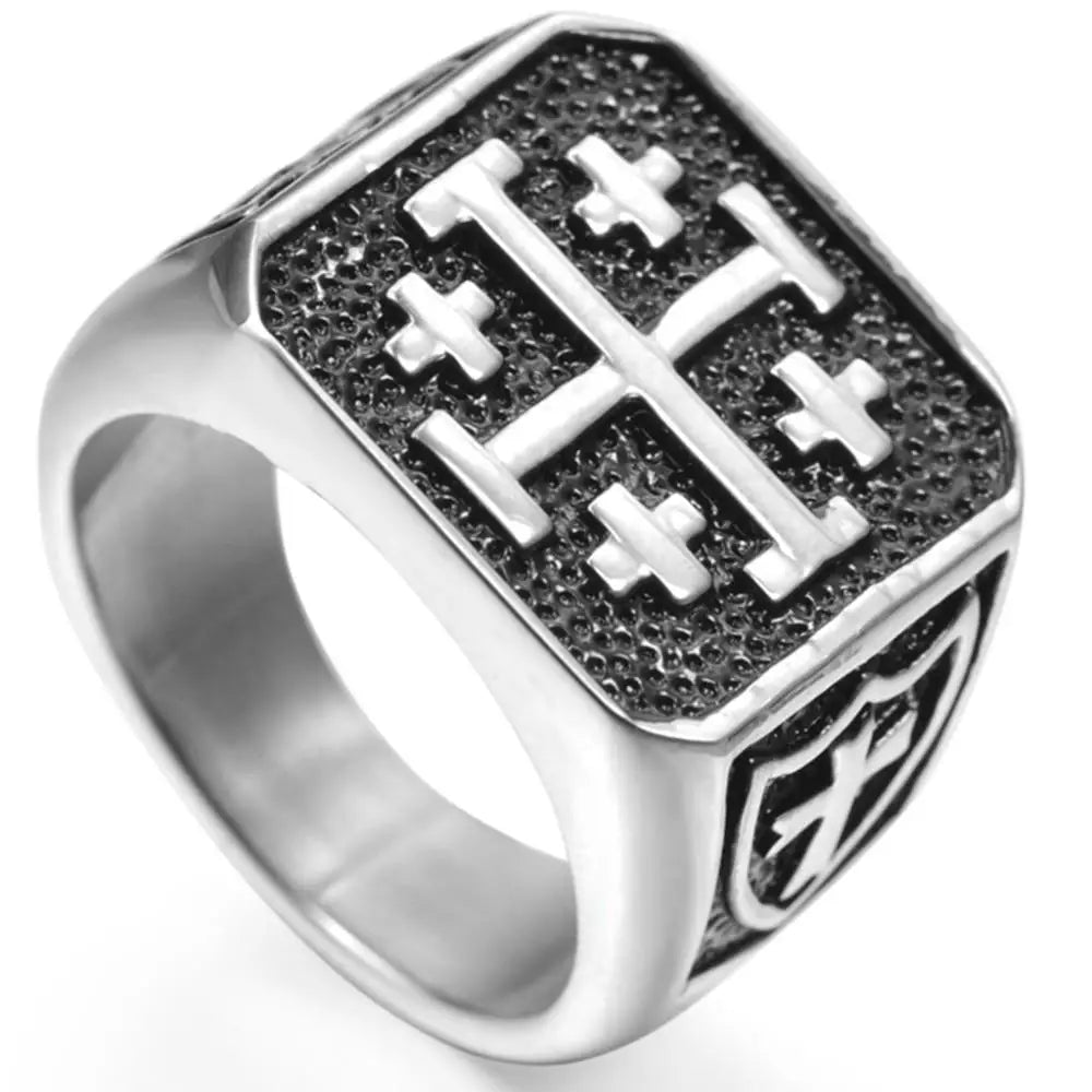 BAGUE MILITAIRE - CROISADE (ARGENT)