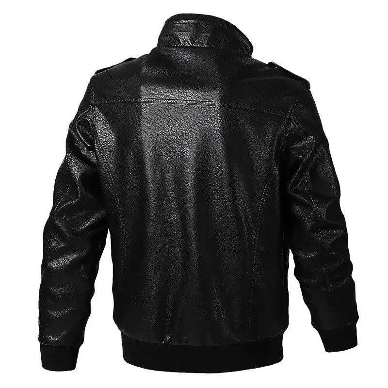 Blouson cuir synthétique militaire
