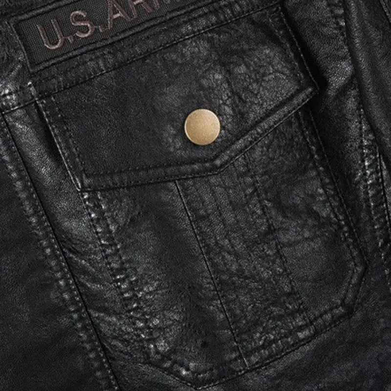 Blouson cuir synthétique militaire