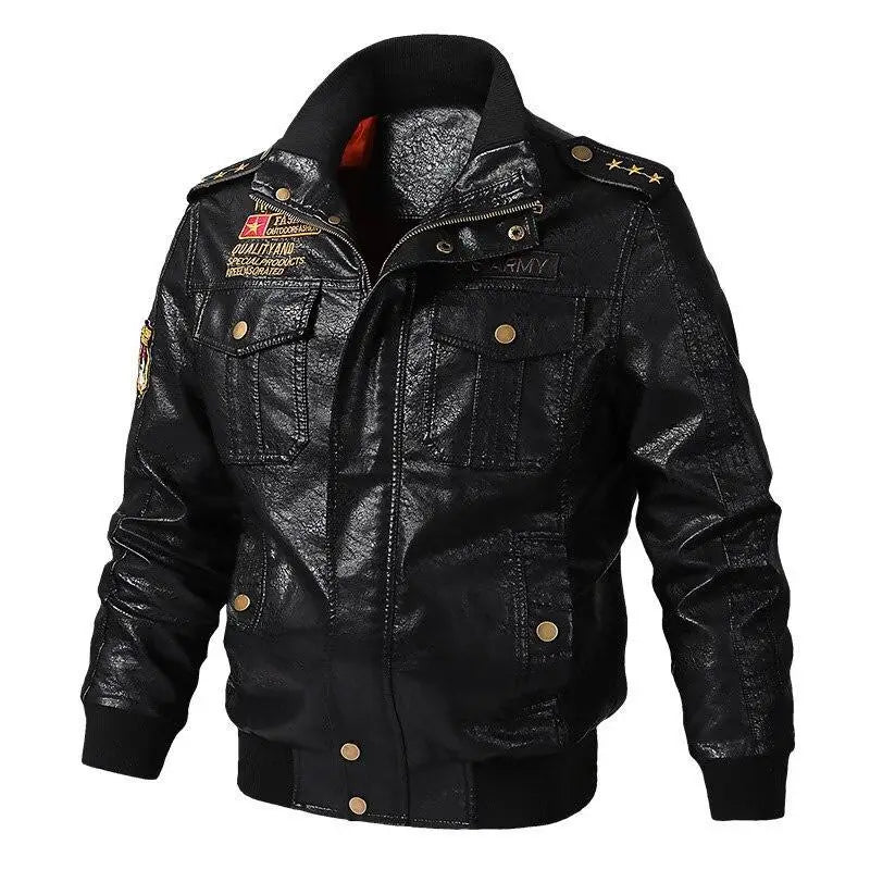 Blouson cuir synthétique militaire