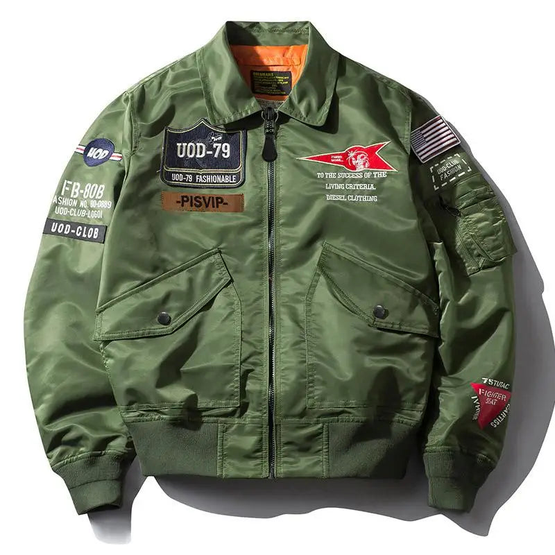 Blouson Bomber MA-1 Aviateur Homme – Patches USAF Doublure Orange