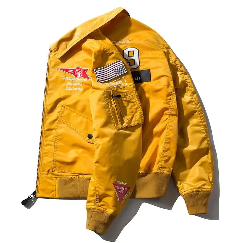 Blouson Bomber MA-1 Aviateur Homme – Patches USAF Doublure Orange