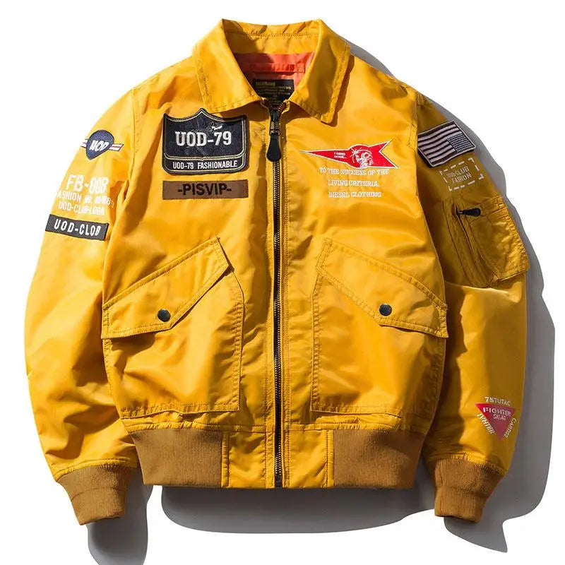 Blouson Bomber MA-1 Aviateur Homme – Patches USAF Doublure Orange