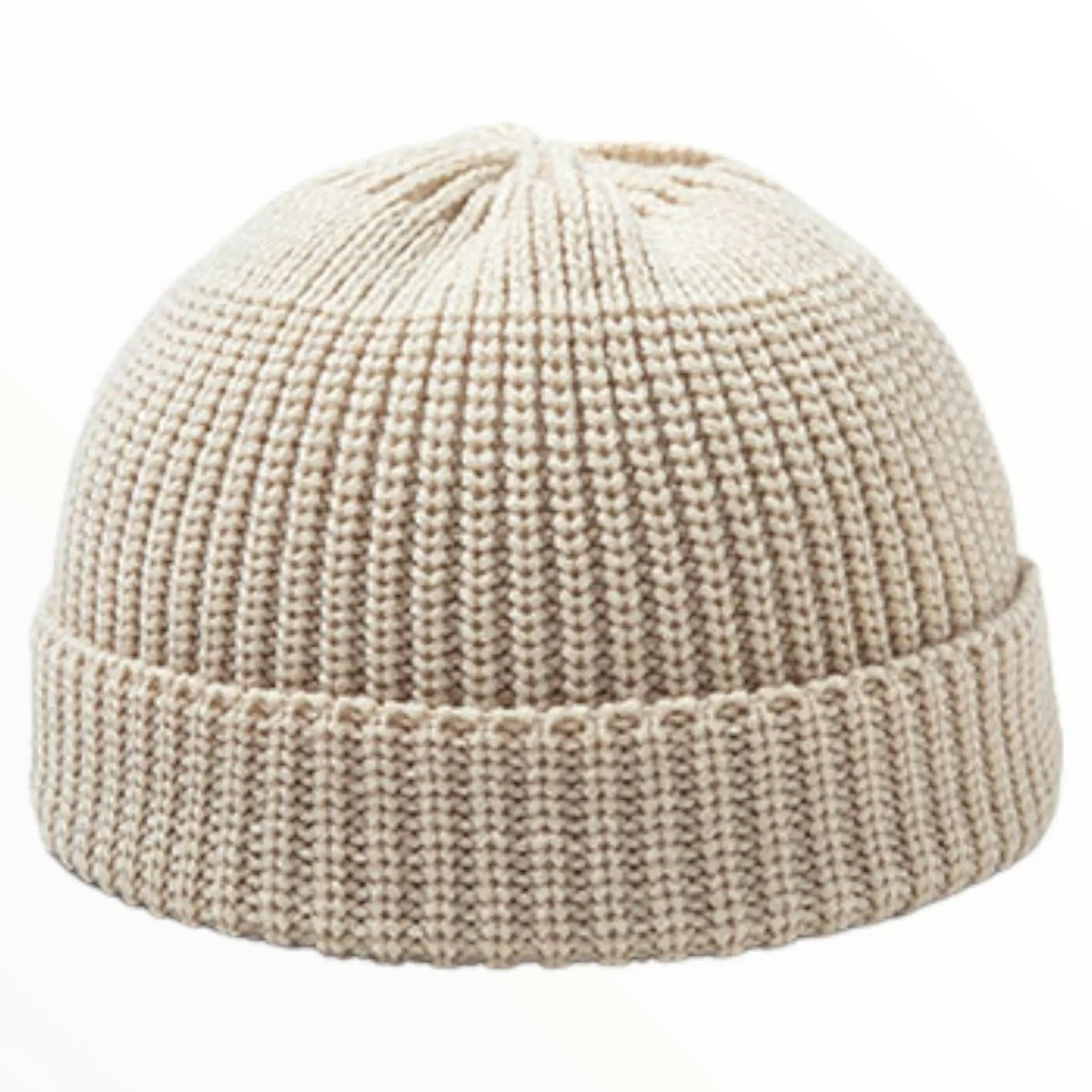 Bonnet tricoté en coton beige style militaire