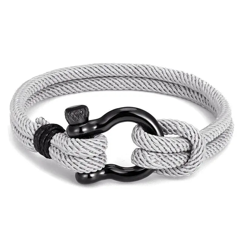 Bracelet nautique corde style marin fermoir ancre