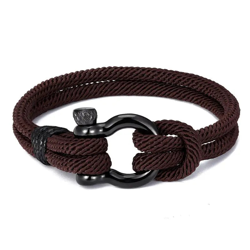 Bracelet nautique corde style marin fermoir ancre
