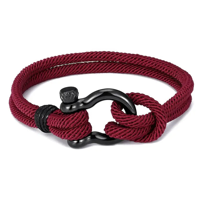 Bracelet nautique corde style marin fermoir ancre