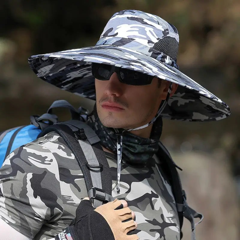 Chapeau de brousse camouflage à large bord