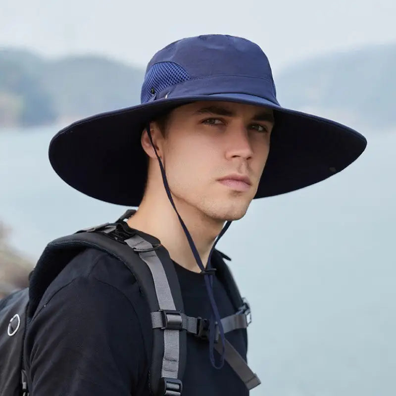 Chapeau de brousse homme en nylon à bord large
