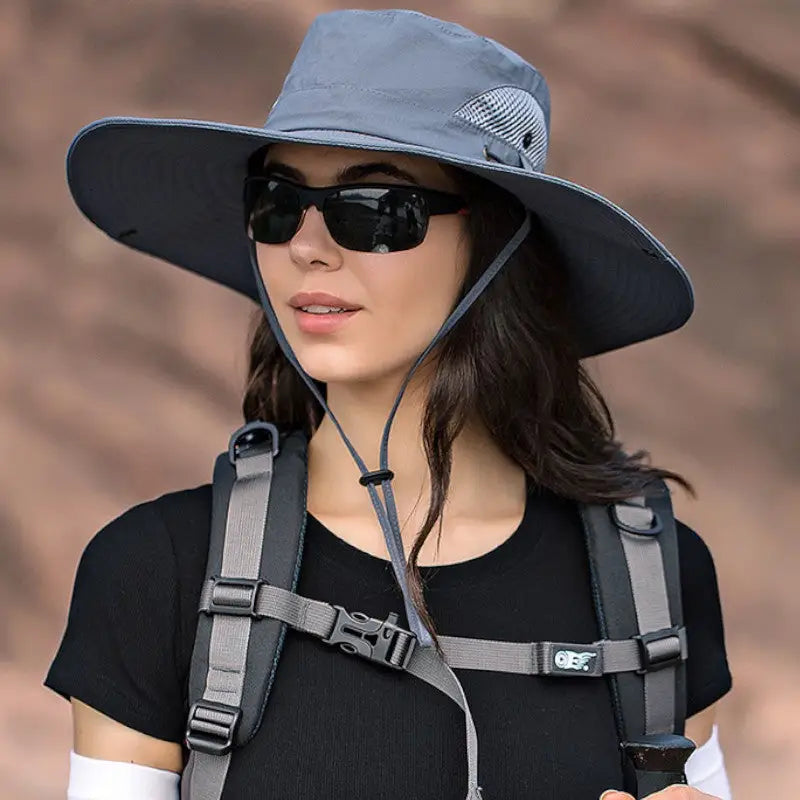 Chapeau de brousse homme en nylon à bord large
