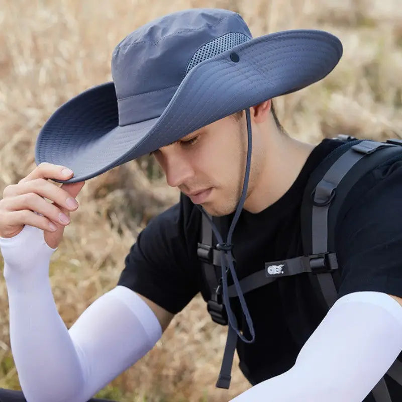 Chapeau de brousse homme en nylon à bord large