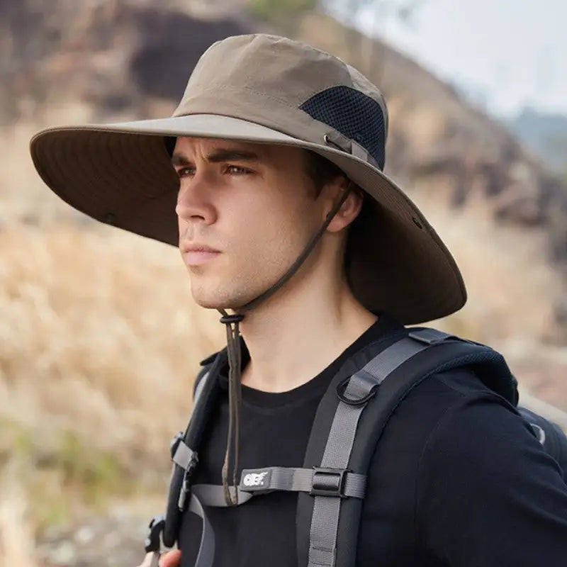 Chapeau de brousse homme en nylon à bord large