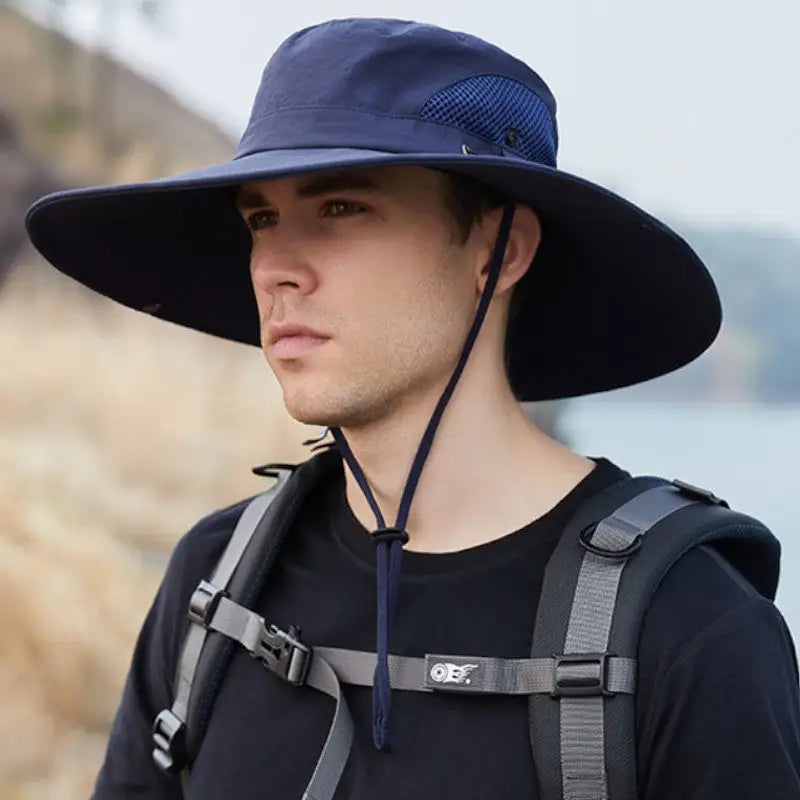 Chapeau de brousse homme en nylon à bord large