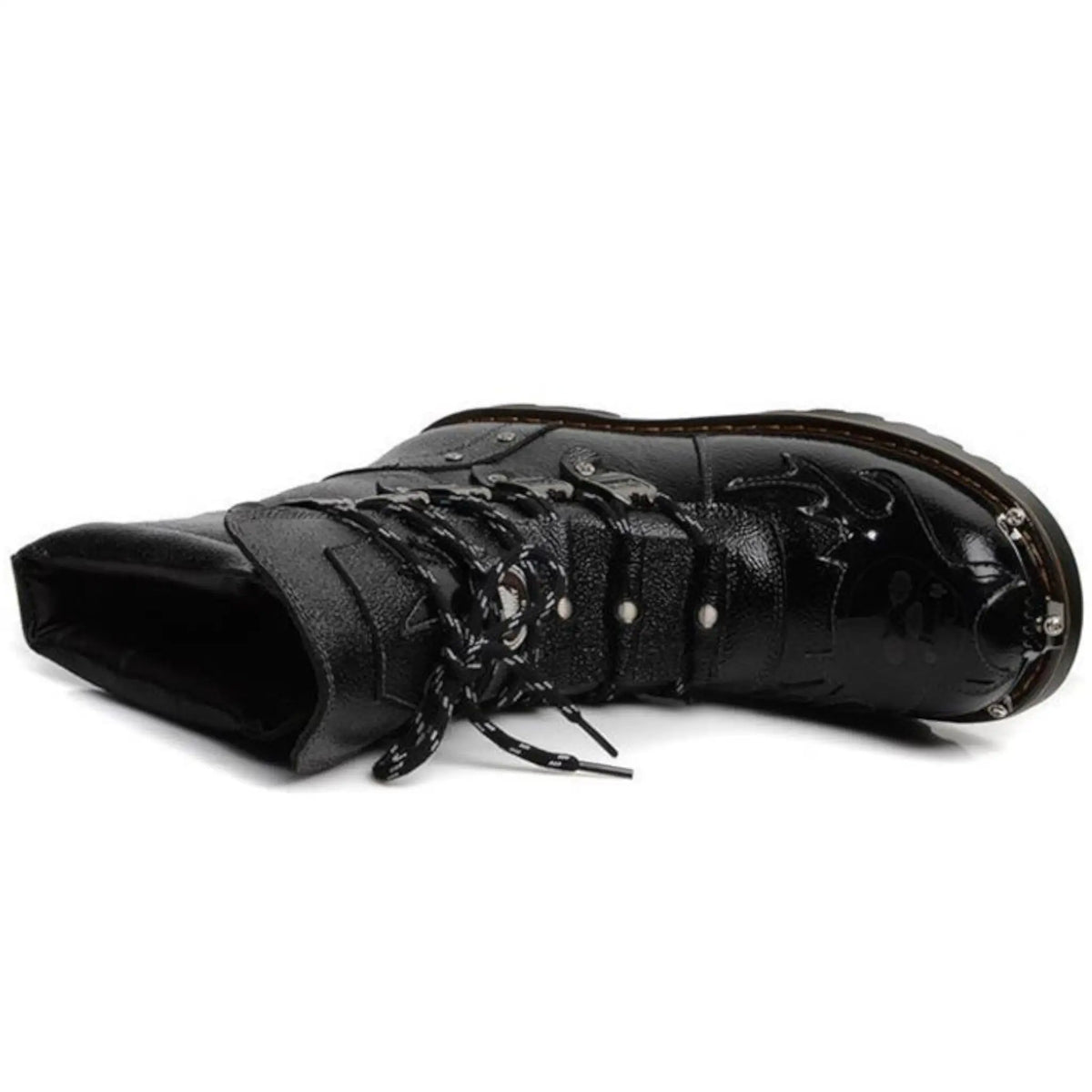Chaussure rangers femme noire avec fourrure