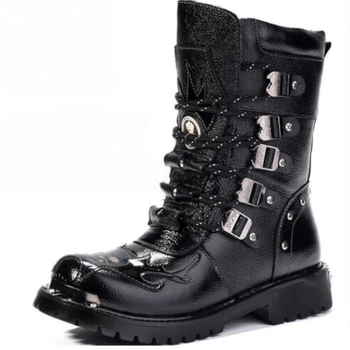 Chaussure rangers femme noire avec fourrure