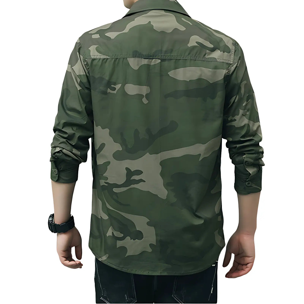 Chemise militaire en coton à poches à rabat