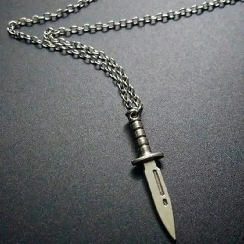 COLLIER MILITAIRE - COUTEAU (ARGENT)