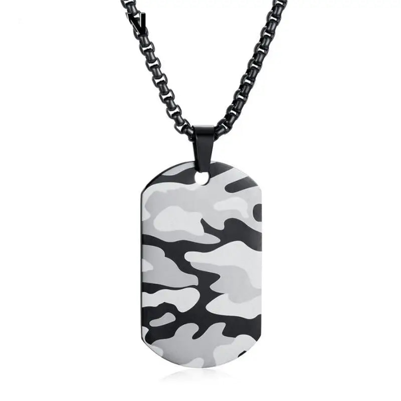 Collier plaque militaire camouflage