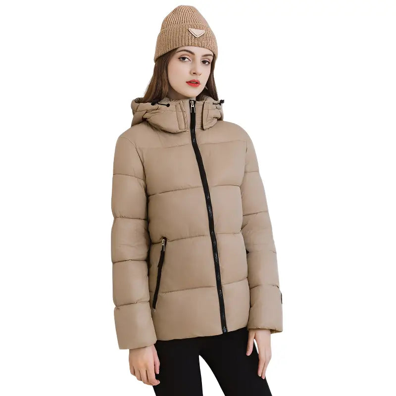 Doudoune beige femme courte