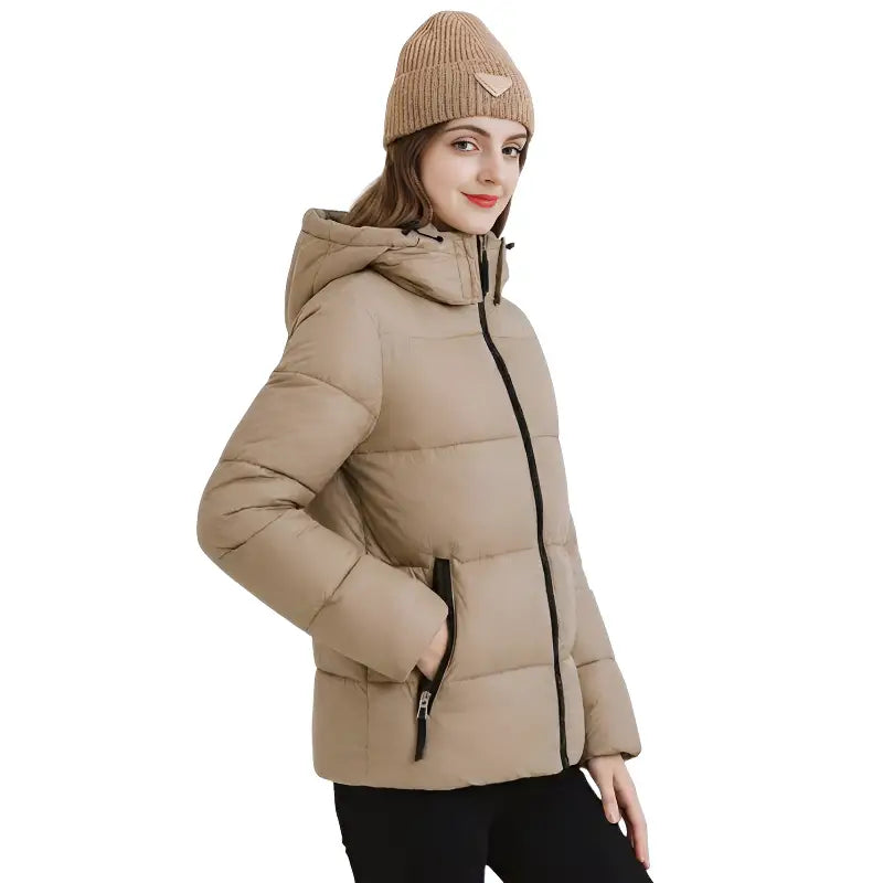 Doudoune beige femme courte