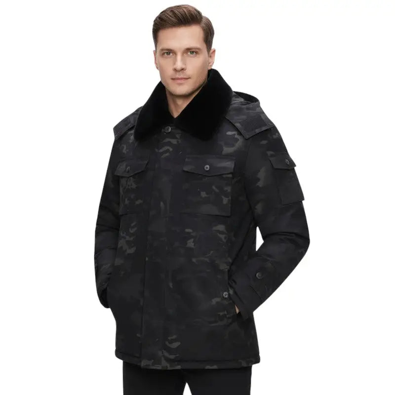 Parka militaire homme col fourré