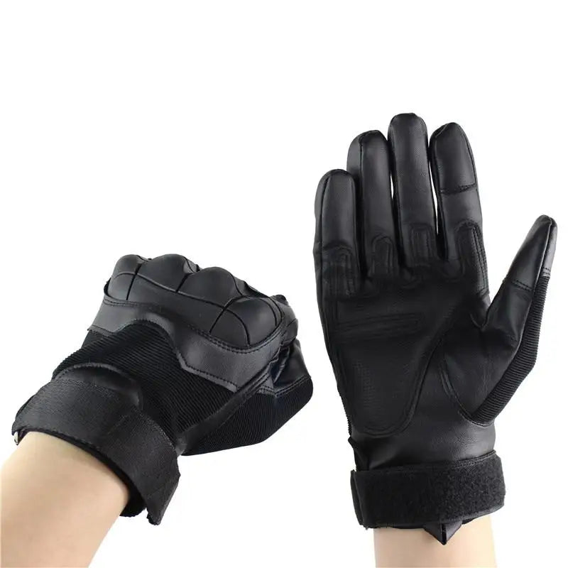 Gant tactique militaire renforcé cuir synthétique noir