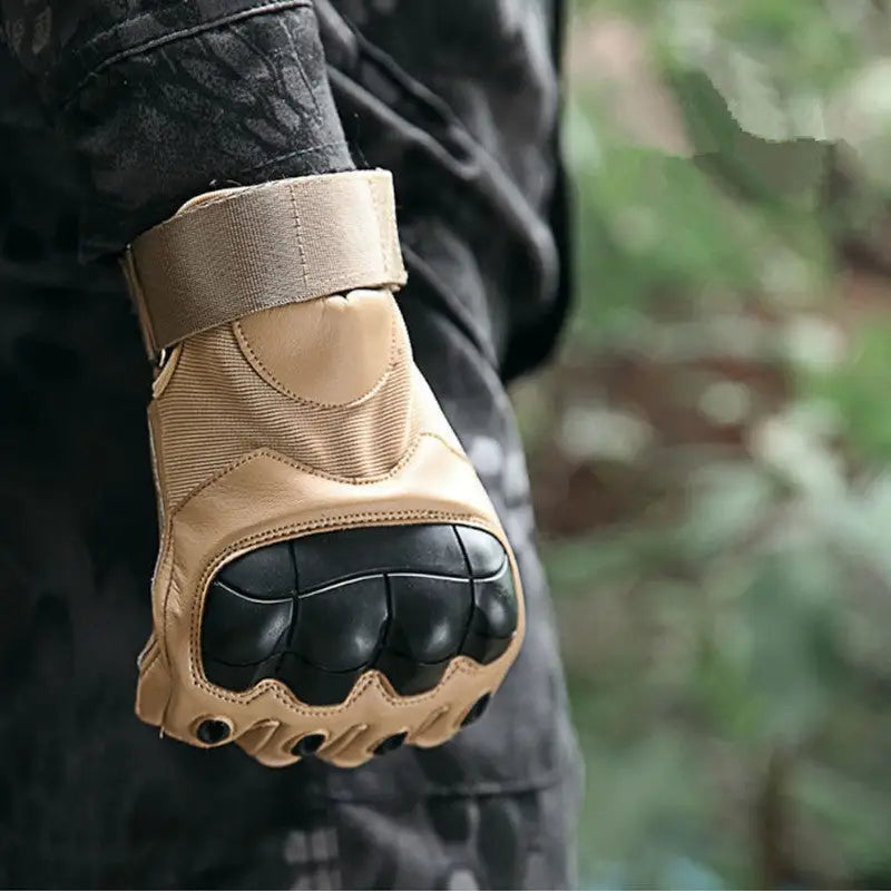 Gant tactique militaire renforcé cuir synthétique noir