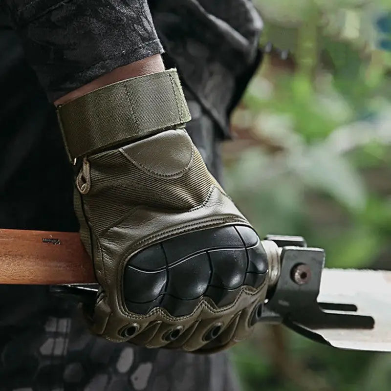 Gant tactique militaire renforcé cuir synthétique noir