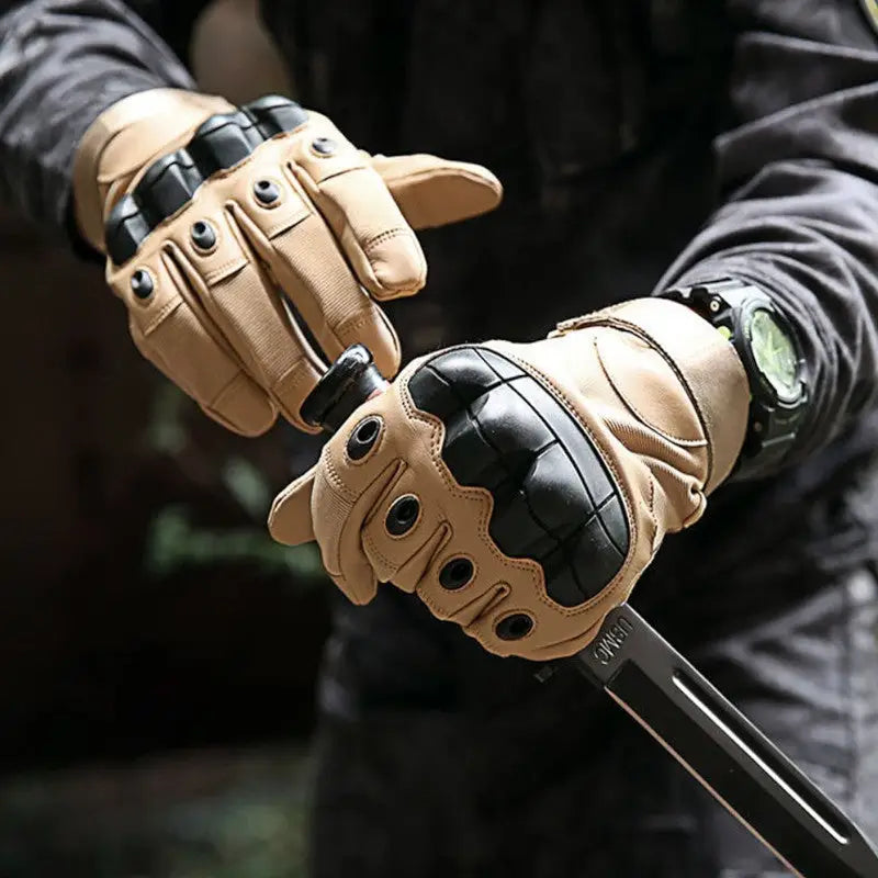 Gant tactique militaire renforcé cuir synthétique noir
