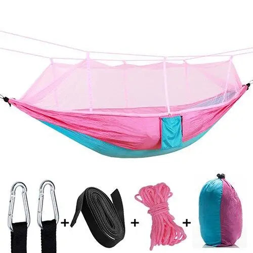 HAMAC TOILE PARACHUTE DOUBLE AVEC MOUSTIQUAIRE