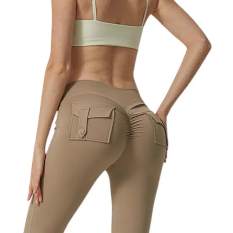 Legging randonnée femme taille haute à poches cargo