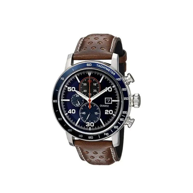 Montre homme militaire chronographe quartz bracelet cuir