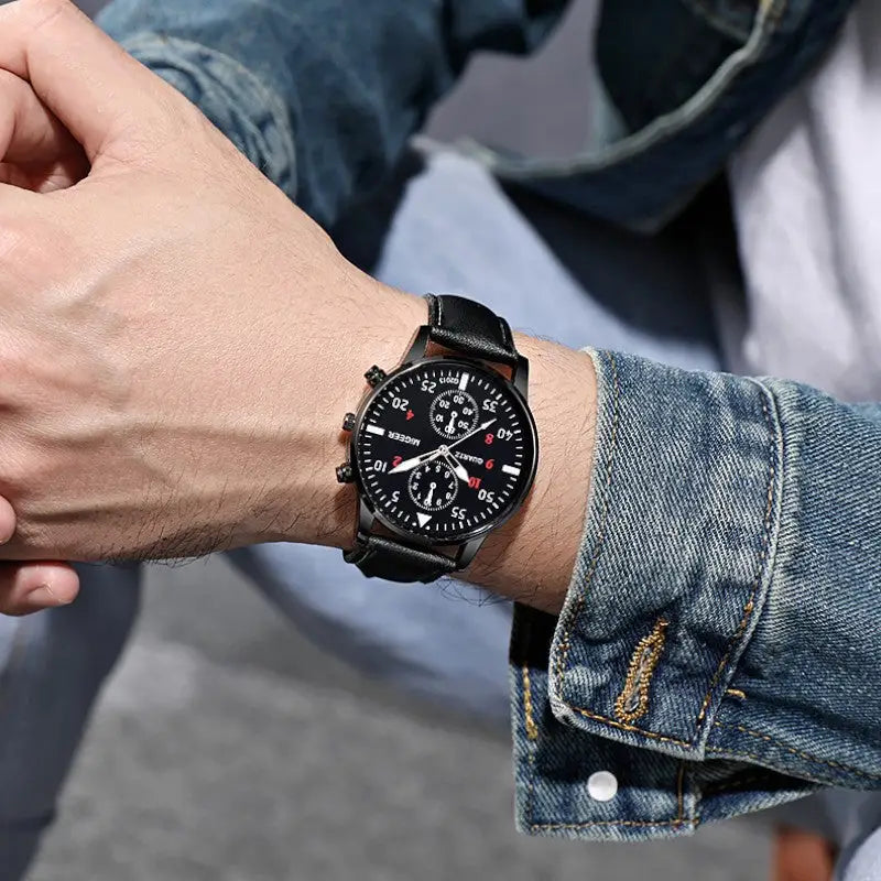 Montre militaire quartz homme chronographe style aviateur