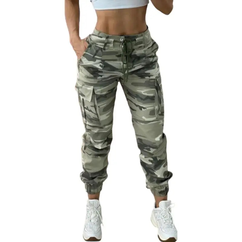Pantalon treillis militaire femme taille haute
