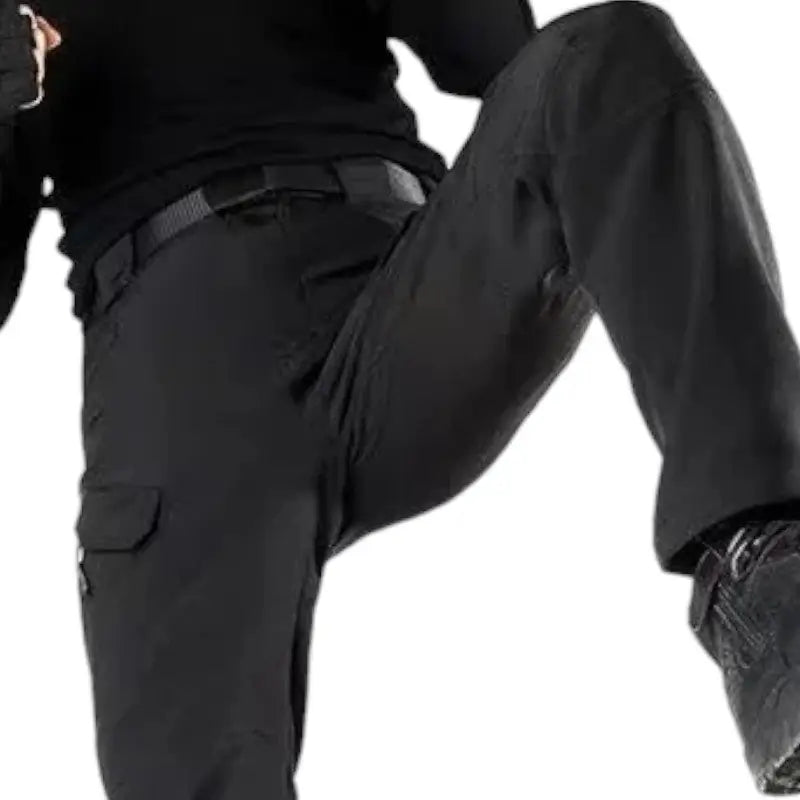 Pantalon treillis noir en coton et polyester