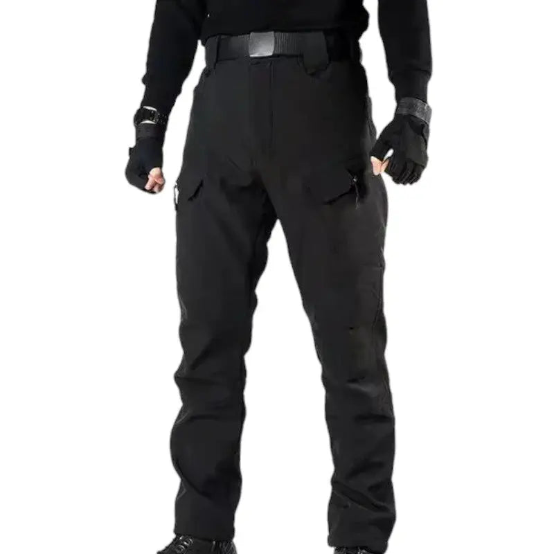 Pantalon treillis noir en coton et polyester