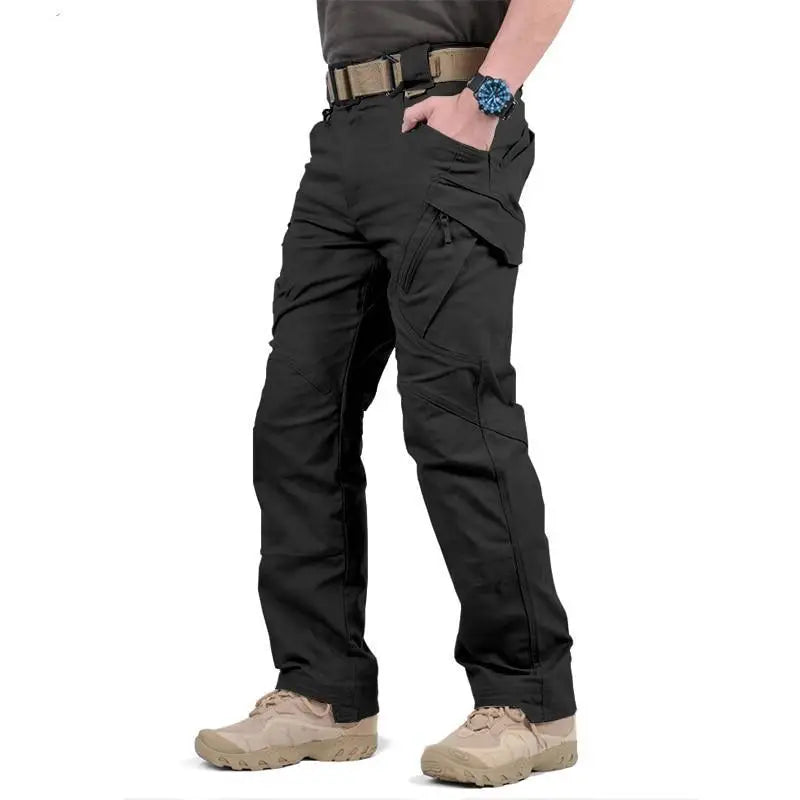 Pantalon treillis noir en coton et polyester