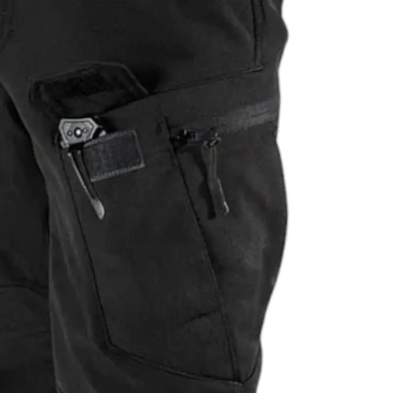 Pantalon treillis noir en coton et polyester