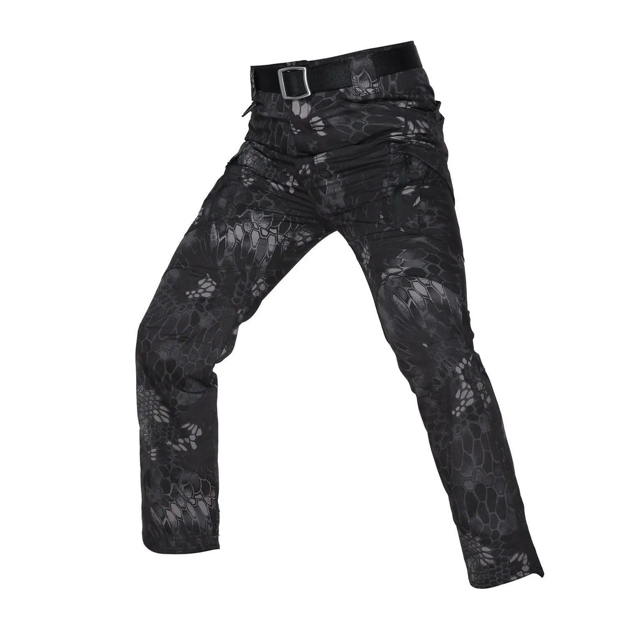 Pantalon treillis noir en coton et polyester