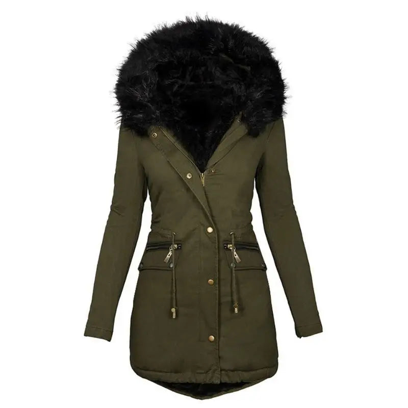 Parka militaire femme à capuche fourrure