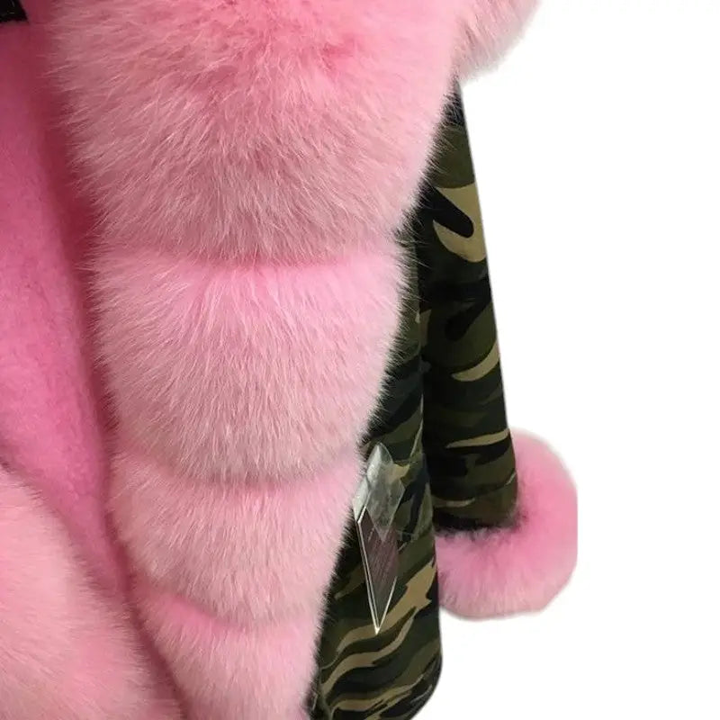 Parka militaire avec fourrure rose