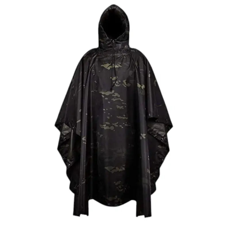 Poncho camouflage noir imperméable randonnée