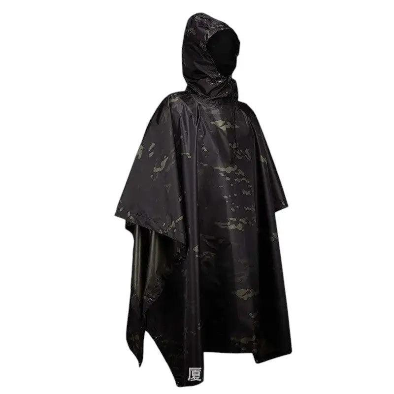 Poncho camouflage noir imperméable randonnée