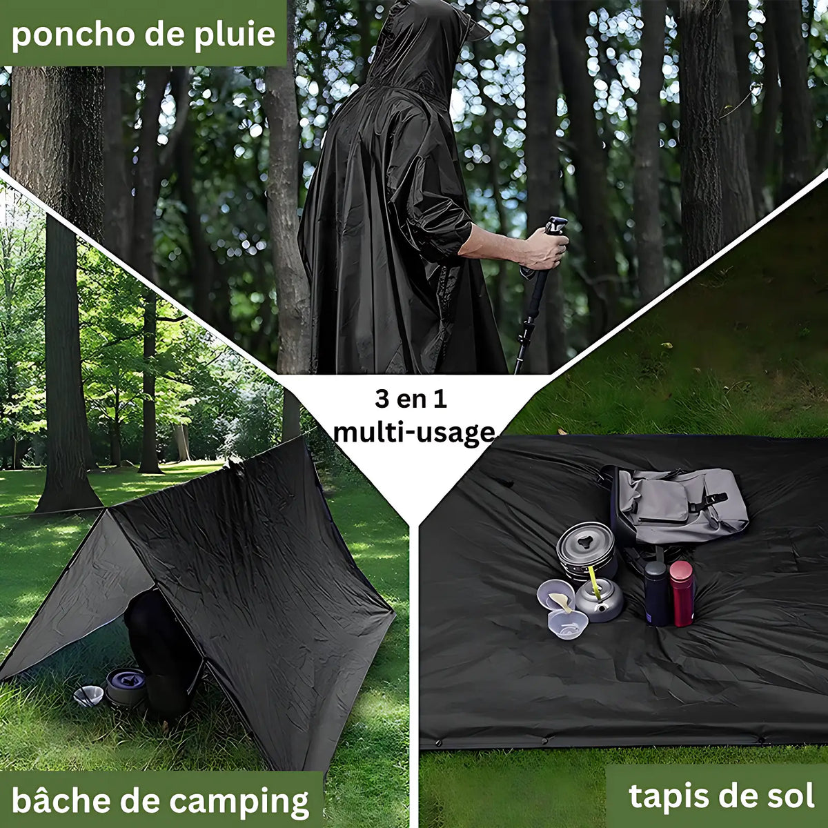 Poncho pluie multifonctionnel
