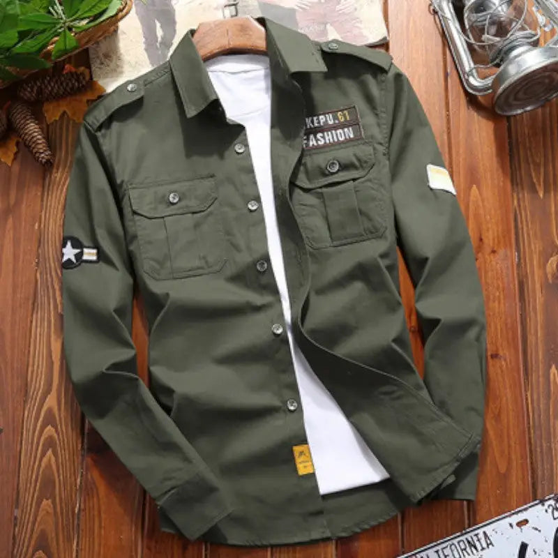 Chemise militaire verte homme
