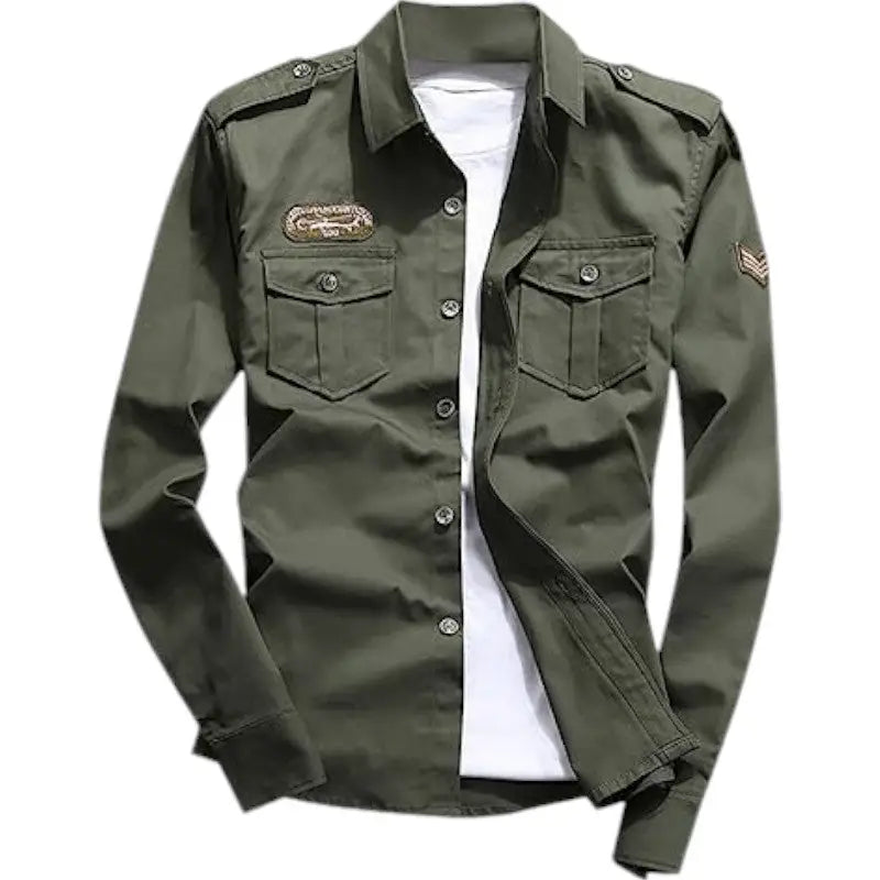 Chemise militaire verte homme