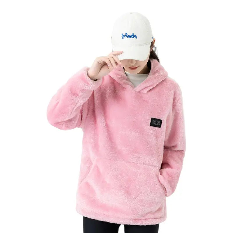 Veste chauffante USB en peluche femme