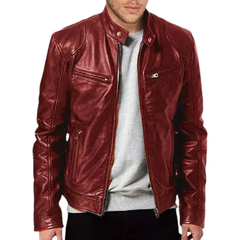 Veste en cuir motard homme