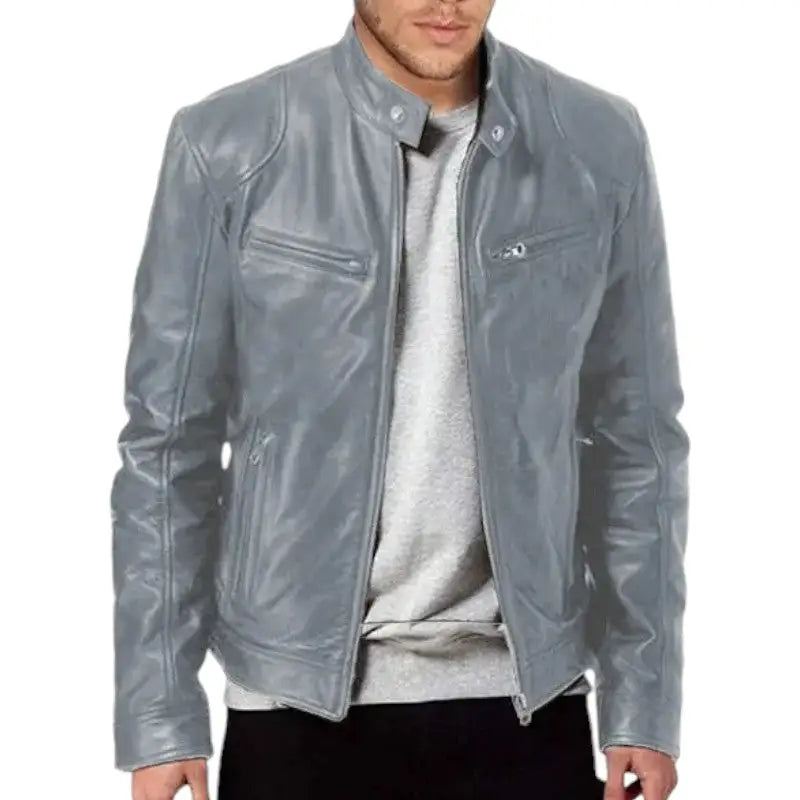 Veste en cuir motard homme